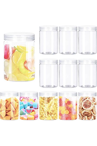 OJYUDD 12 Pack Clear Plastic Jars with Lids,Plastic Containers with Lids for ...