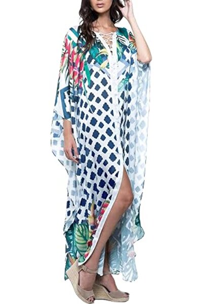 YouKD Summer Long Kaftan Bohemian Beach Kimono Swimsuit Cover Up Plus Size Dr...