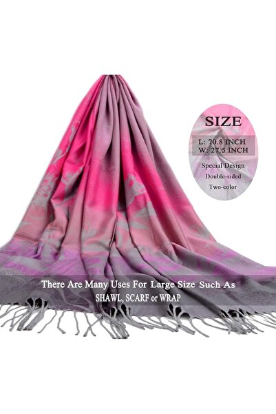 GENERAL Women's Pashmina Shawl and Wrap Two Tone Ethnic Paisley Pattern Scarf...