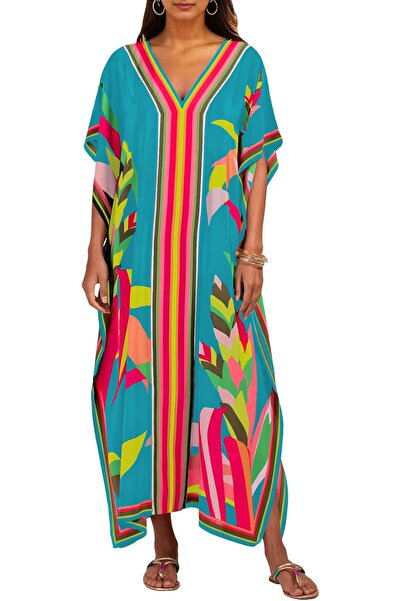 Bsubseach Women Embroidery Short Sleeve Bikini Swimsuit Cover Up Side Split B...