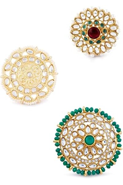 ZAVERI PEARLS مجموعة من 3 خواتم زفاف قابلة للتعديل للنساء-ZPFK11491
