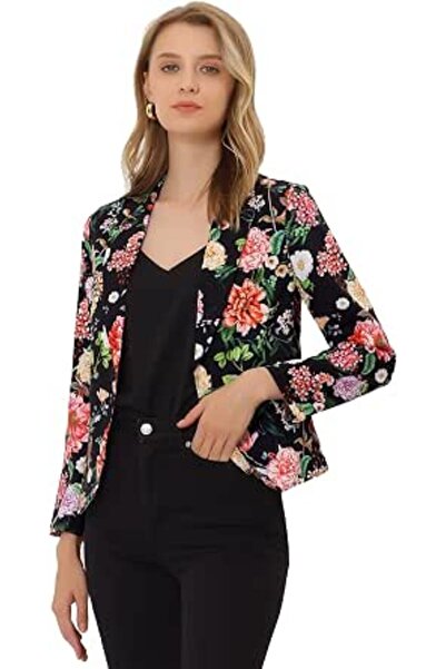 Allegra K Women's Open Front Office Work Business Crop Suit Blazer Jacket