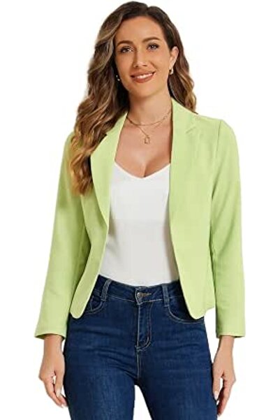Allegra K Women's Open Front Office Work Business Crop Suit Blazer Jacket