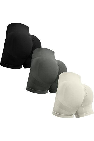 GENERAL OVESPORT 3 Piece Workout Shorts for Women Seamless Scrunch Butt Lifti...