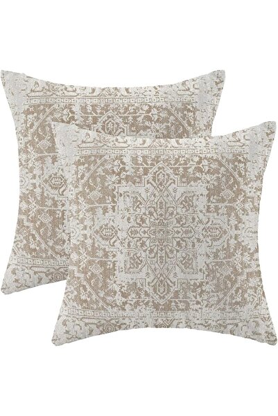 Gohdiwh Boho Pillow Covers 18x18 Set of 2, Blue Yellow Carpet Pattern Decorat...