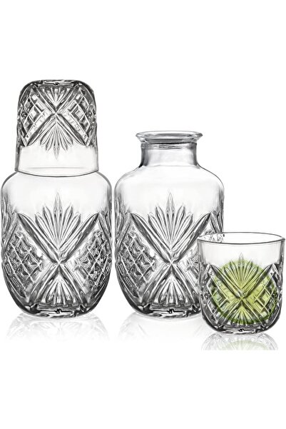 GENERAL 4 Pieces Bedside Water Carafe and Glass Set for Bedroom Nightstand, 1...