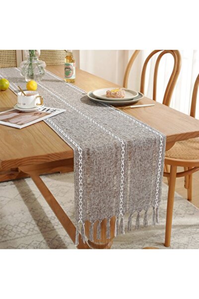 Generic Brand Table runner, bohemian style, cream, country style, tassels, wa...
