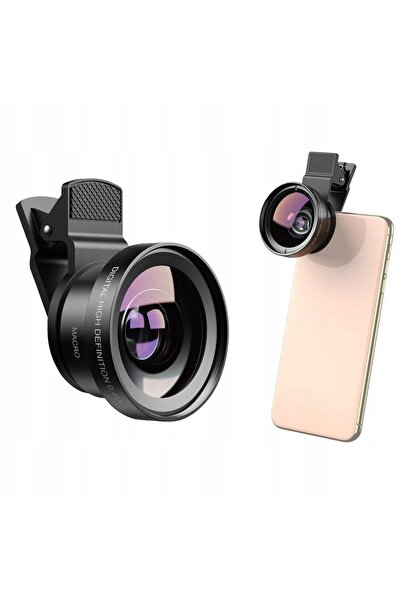 Ayawaska Lentila 2-in-1 pentru smartphone, Macro 12.5x, Wide Angle 0.45x, cu ...