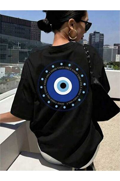 23ERVA Women's Clothing Evil Eye Print Black TShirt, Shirts, White Top, Graph...