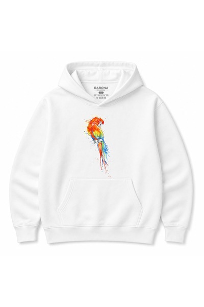 Rabona Fashion Watercolor Tropical Parrot Breeze Printed Hooded Hoodie