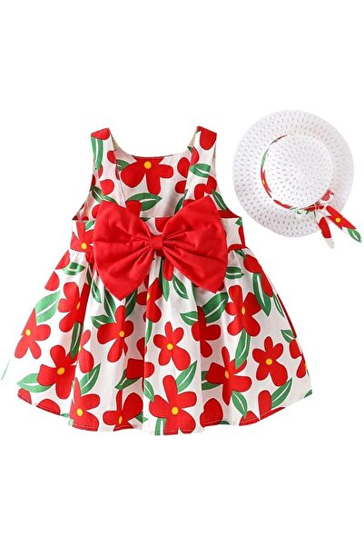 XINHUIDALSQ Baby Girl One-Piece Floral Dress with Lace Straw Hat Princess 2PC...