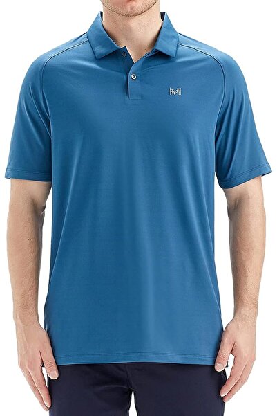 M MAELREG Men's Golf Polo Shirts Short Sleeve Striped Performance Moisture Wi...