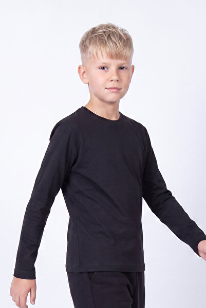 FYK KİDS Boy's Basic Solid Color Long Sleeve Sweatshirt