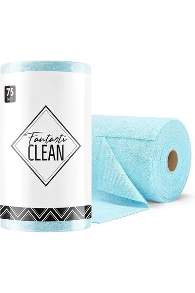 FantastiCLEAN Microfiber Cleaning Cloth Roll -75 Pack, Tear Away Microfiber T...