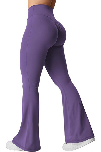 GENERAL YEOREO Kalie Flare Scrunch Leggings for Women V Cross Waist Bell Bott...