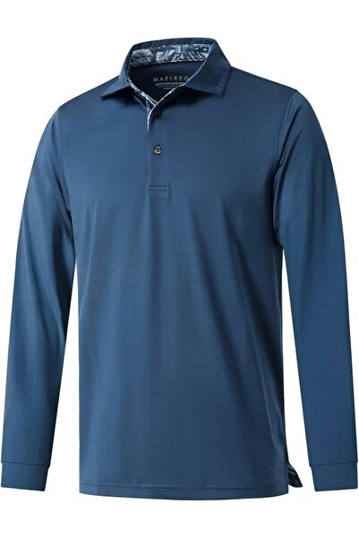 M MAELREG Men's Golf Polo Shirts Short Sleeve Striped Performance Moisture Wi...