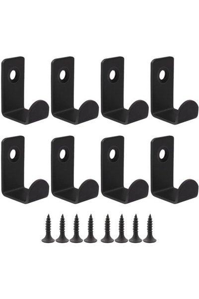 Morvena Picks Set de 8 cârlige de perete din metal negru pentru agățat haine ...