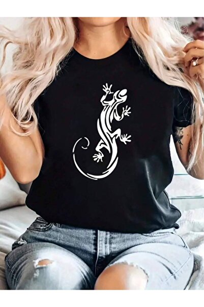 25W Women's Casual Sporty T-Shirt, Round Neck, Short Sleeve, Lizard Print, Co...