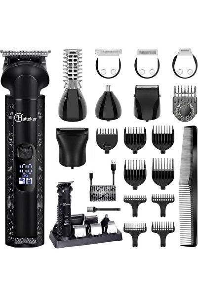Hatteker Beard Trimmer Kit Professional Hair Clipper Zero Gapped T-Blade Elec...