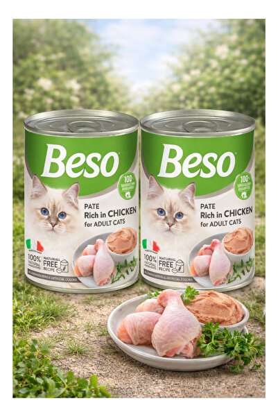Beso Canned Food for Adult Cats with Chicken Flavor-400Gr X2