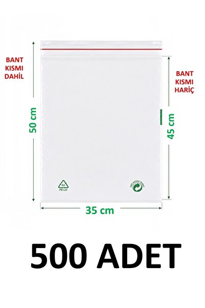 MTKardeşler 500 Pcs 35X45+5 cm Transparent Green Recyclable Adhesive Nylon Ba...