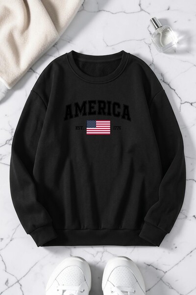 uyguntarz Unisex Printed Crew Neck Sweatshirt
