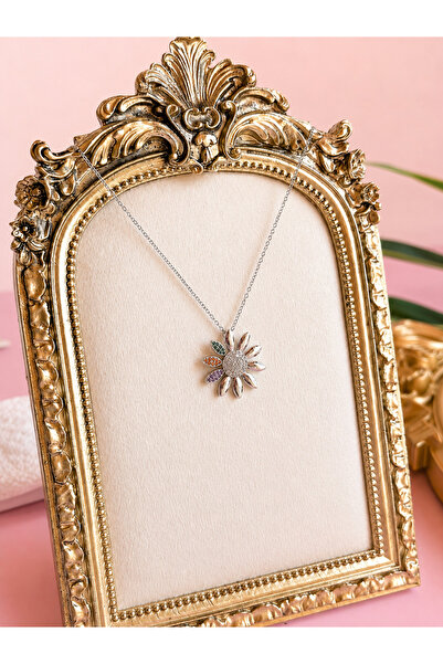 FLAWSOME JEWELRY STORE Güneş Şekilli Renkli Taşlı Zirkon Taşlı Kararmaz Kolye