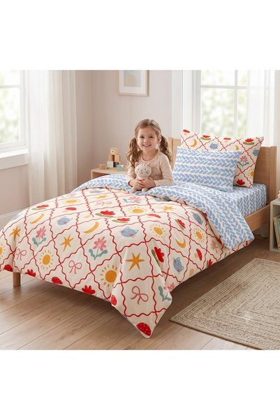 mirellestore Montessori Duvet Cover (100X200) and Elastic Sheet Set |   Sun