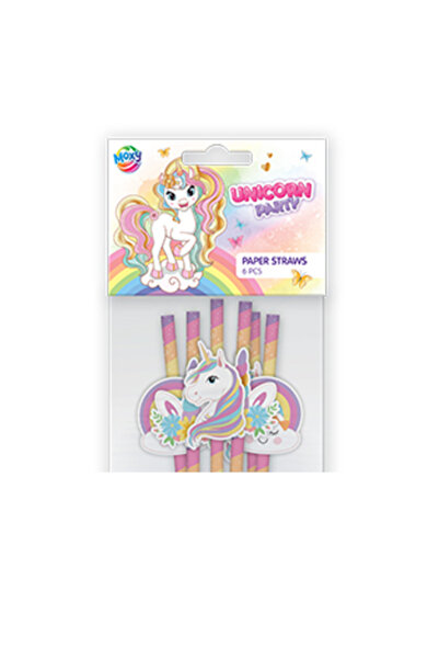 MC Micostore Unicorn paper party straws 195cm -6 pieces Grafix