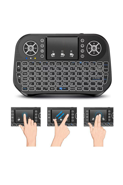 wiks RGB Aydınlatmalı Mini Kablosuz Klavye, Bluetooth + USB Alıcılı Touchpadli Akıllı TV Klavyesi