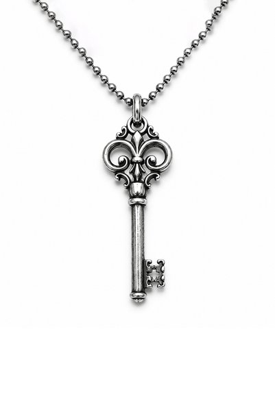 Coy Diamond Anahtar Kolye,925 Ayar Gümüş Kolye,Vintage Anahtar Kolye,Unisex K...