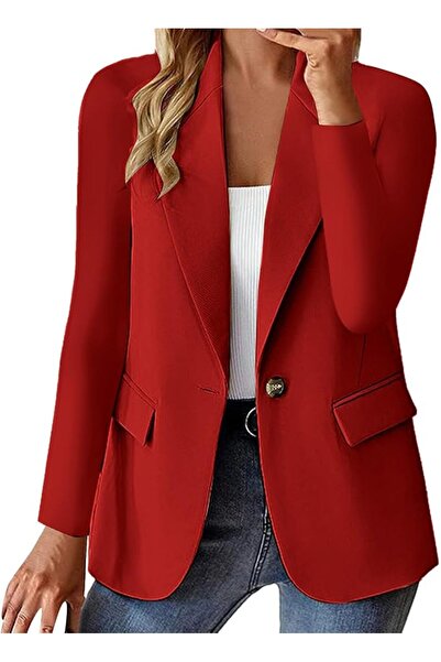 GENERAL Suit Jackets for Women Open Front Long Sleeve Formal Lapel Button Dow...