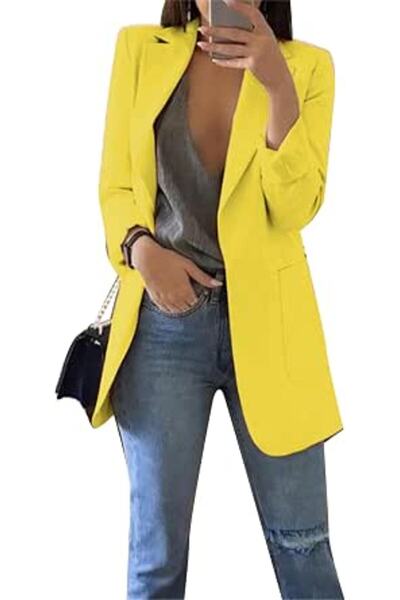 GENERAL Women's Business Solid Color Blazer Long Sleeve Work Office Jacket La...