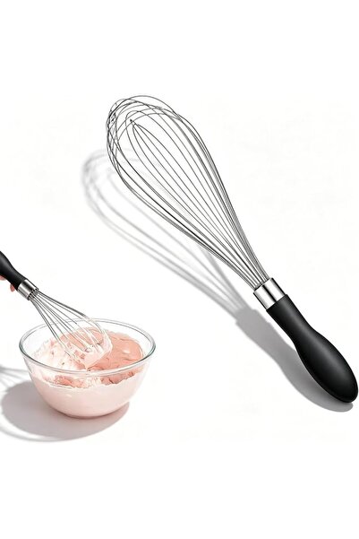 Duomama 12‑Inch Black Stainless Steel Wire Whisk, Durable Kitchen Mixing Tool...