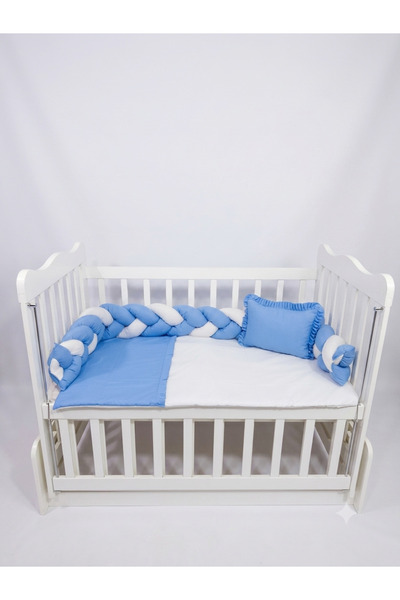 FISTIK BEBE Knitted Protected 4-Piece Baby Crib Sleeping Set - Ruffle Detailed (70X120)