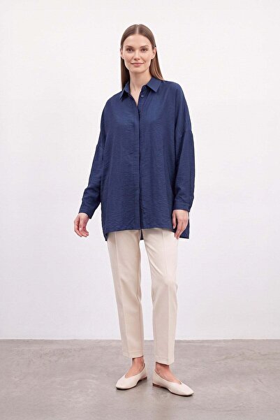 Puane Basic Oversize Shirt Navy Blue 10754