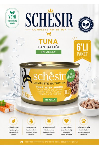 Schesir Complete Nutrition Ton Balıklı ve Surimili Jöleli Yetişkin Kedi Konservesi 85 gr x 6 Adet (6'lı Paket)