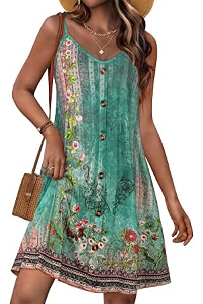 GENERAL JOELLYUS Summer Dresses for Women Spaghetti Strap Button Down Casual ...