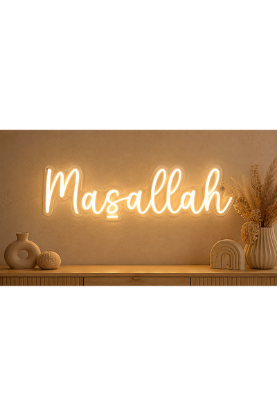 Prime Neon Maşallah Yazılı Gün Işığı Neon LED Tabela 75 cm – Düğün Nişan Söz ...
