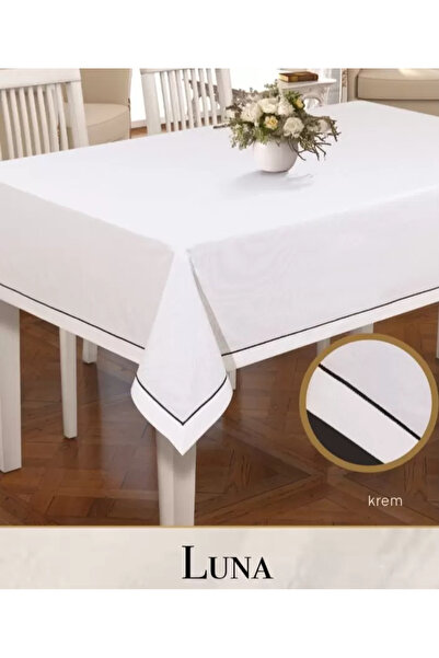 Ceki Home Luna Model Krem 160x220 cm Laneni stolnjak Stilski ukras za trpezar...