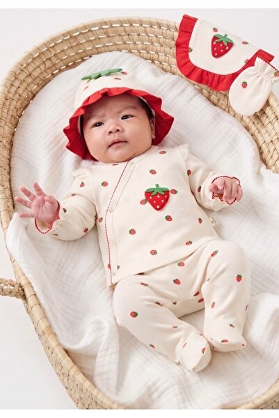 Cherub Baby Strawberry Girl Embroidered Newborn Baby Girl 5-Piece Hospital Di...