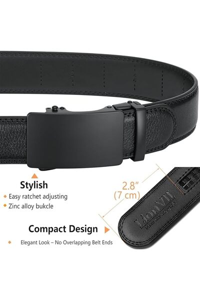 GENERAL LionVII Men's Ratchet Belt - 35mm Genuine Leather Adjustable Belt for...