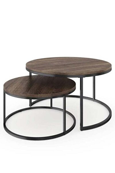 Bareeq Al Ostoura 2 Side Tables Wood Top Iron Legs