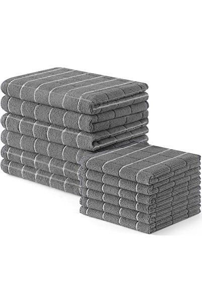 KASTWAVE Microfiber Kitchen Towels and Dishcloths Set, 12 Pack Soft and Absor...