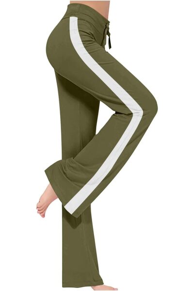 GENERAL Yoga Pants Women Side Striped High Waist Wide Leg Pants Athletic Casu...