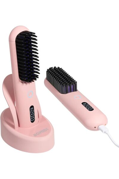 BOMIDI Cordless Hair Straightener Brush with Detachable for Easy Clean, 200M ...