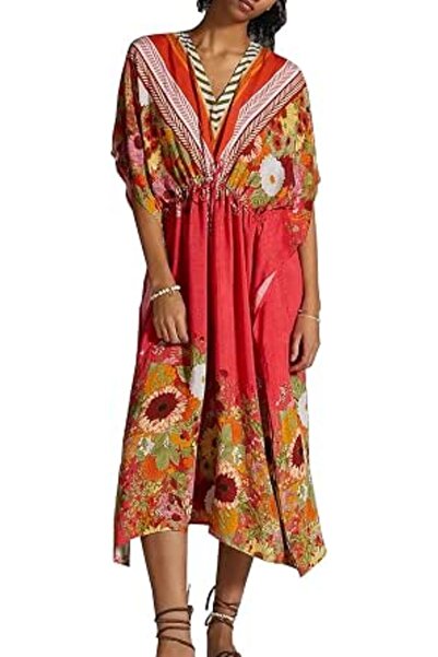 YouKD Women's Long Kaftan Maxi Bohemian Dress Beach Coverup Robe Roomy Kimono...