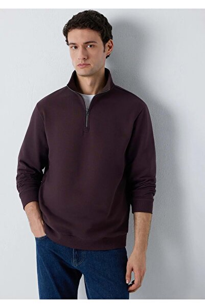 Mavi M0S20027 Men's Semi-Zipper Sweatshirt Bordo