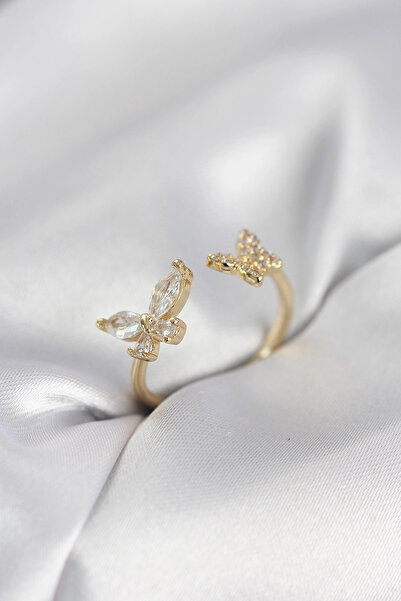 SORA GROUP Butterfly Model Zircon Stone Gold Color Women's Ring
