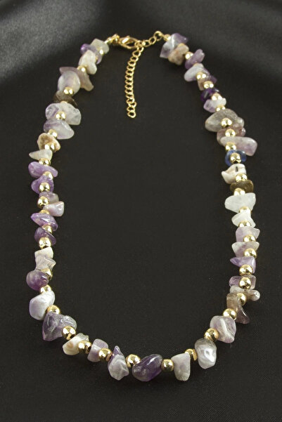 SORA GROUP Amethyst Cracked Natural Stone Necklace